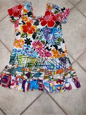 Jams World Girls Multicolor Floral & Graphic Cotton Dress